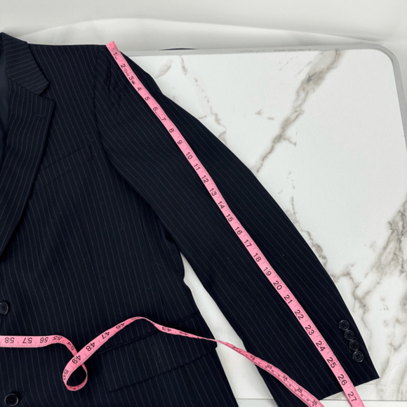 Cremieux Loro Piana Mens Blazer 44L Wool Sport Coat Navy Pinstriped Two Buttons - Picture 10 of 14